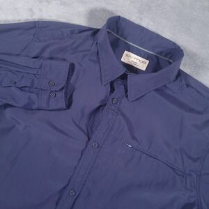 ExOfficio Shirt Men 2XL XXL Blue Long Sleeve Lightweight Travel Poly Nylon Blend